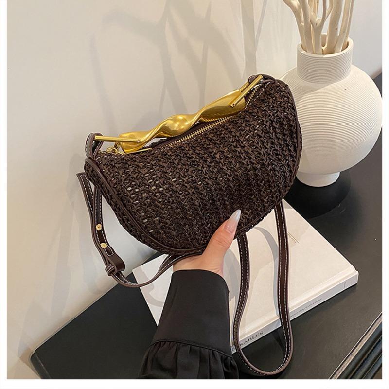 

Нишевая плетеная соломенная сумка ручной работы женская летняя новая сумка-мессенджер для пляжного отдыха на море, сумка-пельмень