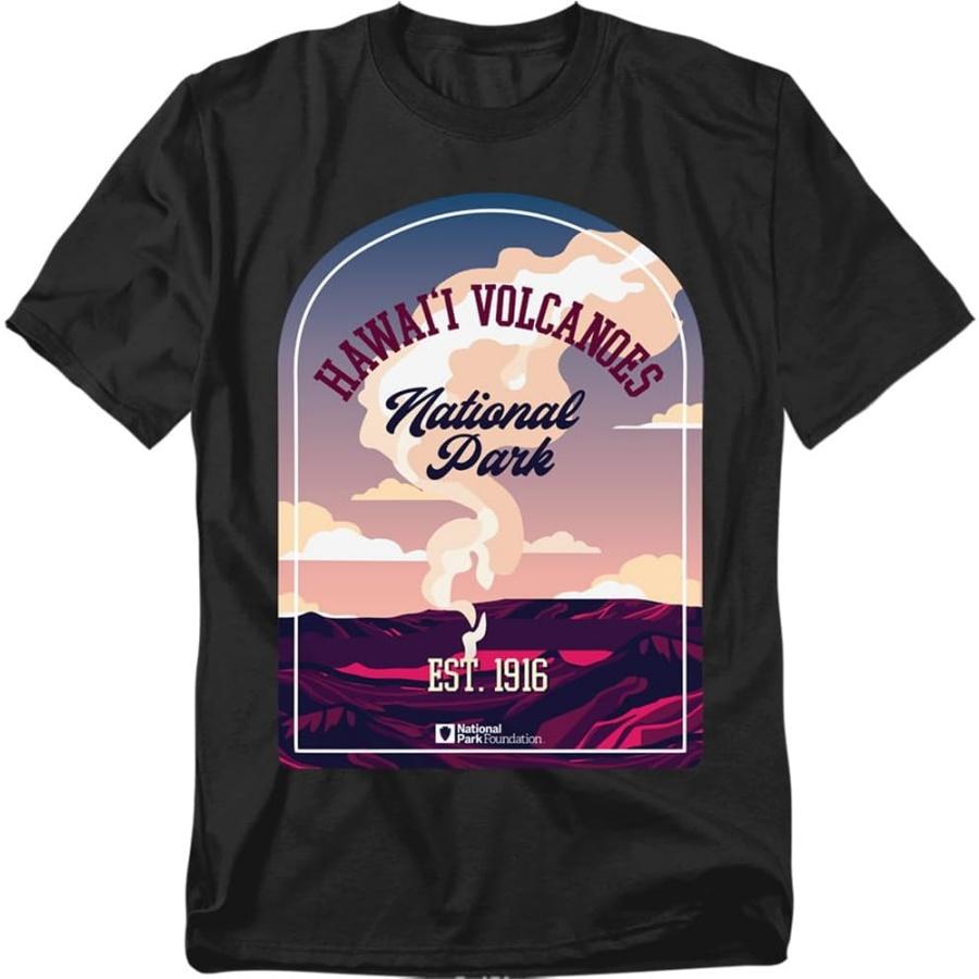 Popfunk Hawai i Volcanoes National Park Illustrated Landscape Unisex Adult T Shirt XXXXXL чёрный