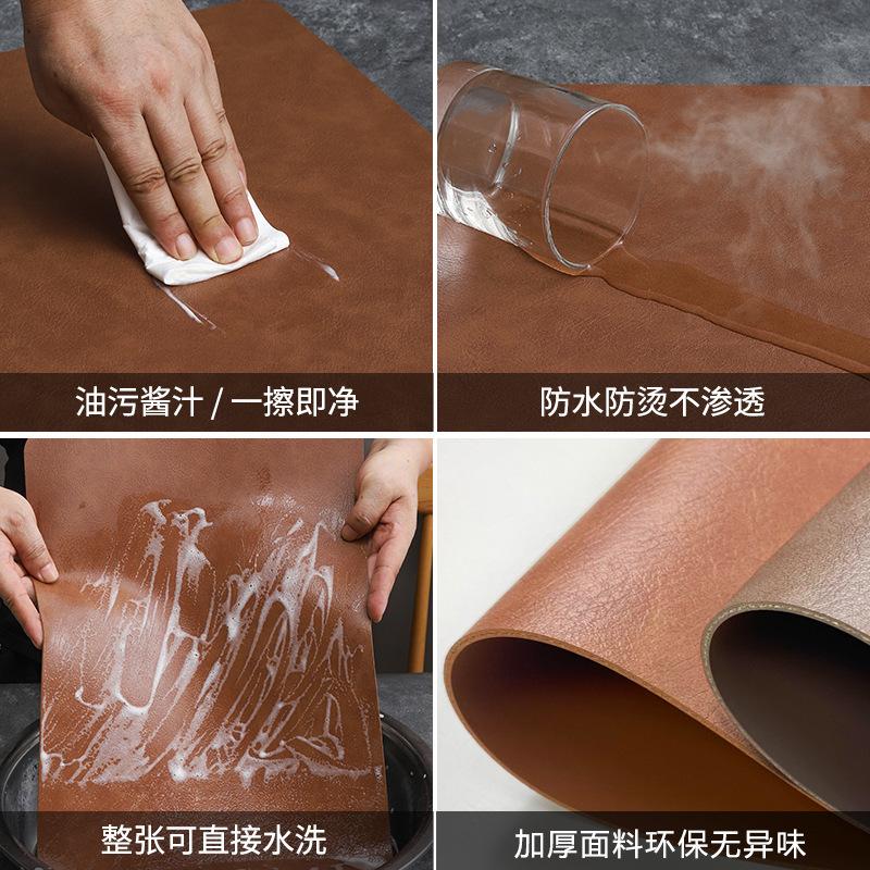 Nordic Double-Sided Faux Cowhide PVC Leather Placemat Waterproof Oil-Resistant Oval Heat-Resistant Table Mat for Home and Hotel