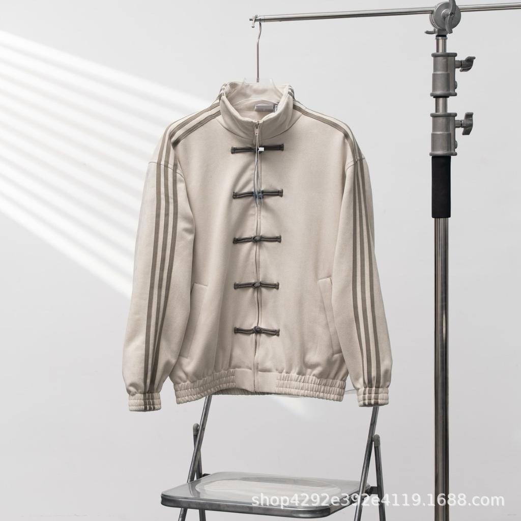 New Sports Loose Zipper Striped Long-sleeved Jacket for Men and Women