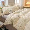 Small Clear Four-piece Set of Washed Cotton Sheets, Quilt Cover Three-piece Set of Bedding