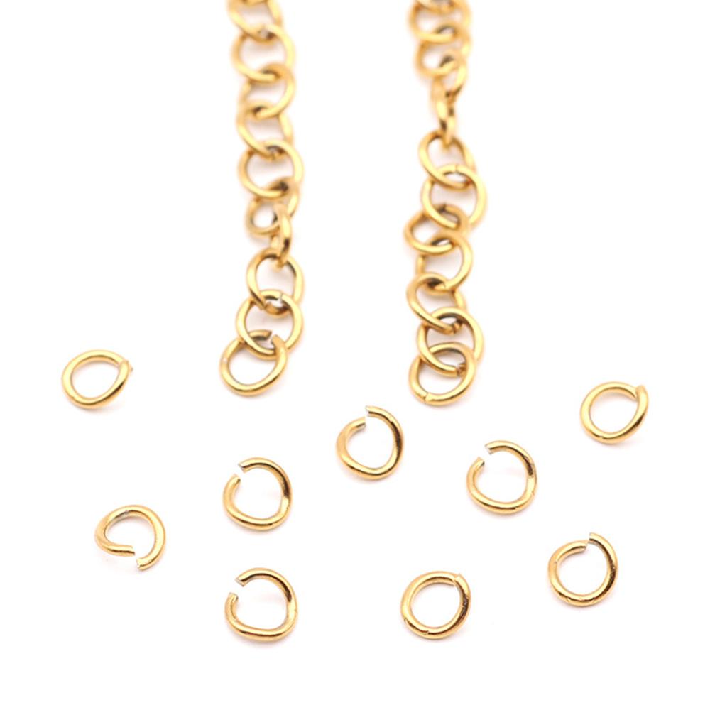 200 Stück/Los Gold Edelstahl Offene Biegeringe Direkt 3/4/5/6/8mm Sprengringe Verbindungsstücke für DIY Schmuckzubehör Herstellung