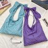 Prined Floral Pattern Canvas Bag Lightweight Handbags Fashion Tie Bow Shoulder Bag  Outdoor