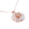 2Pcs Fashion Women Faux Opal Flower Pendant Necklace Stud Earrings Jewelry Set