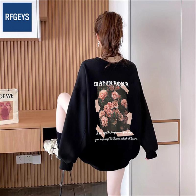 Trendy Plus Size Mid-Length Round Neck Loose Sweatshirt for Women with Niche Design