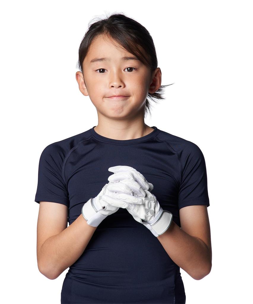 UA Clean Up Batting Gloves Silver YLG [Under Armour] White/Metallic Silver/Metallic