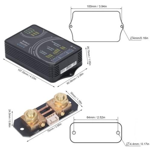 Plouluyt Battery Monitor, Bluetooth Battery Capacity Tester, 100A 0-120V Voltmeter Ammeter Test Tool, Wireless Battery Multimeter