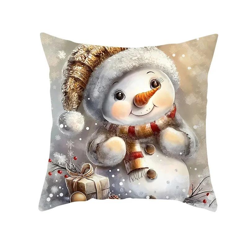 

1 наволочка для украшения рождественской вечеринки, зимняя наволочка с милым принтом снеговика, наволочка для дивана, украшение для дома, подарок 45x45cm