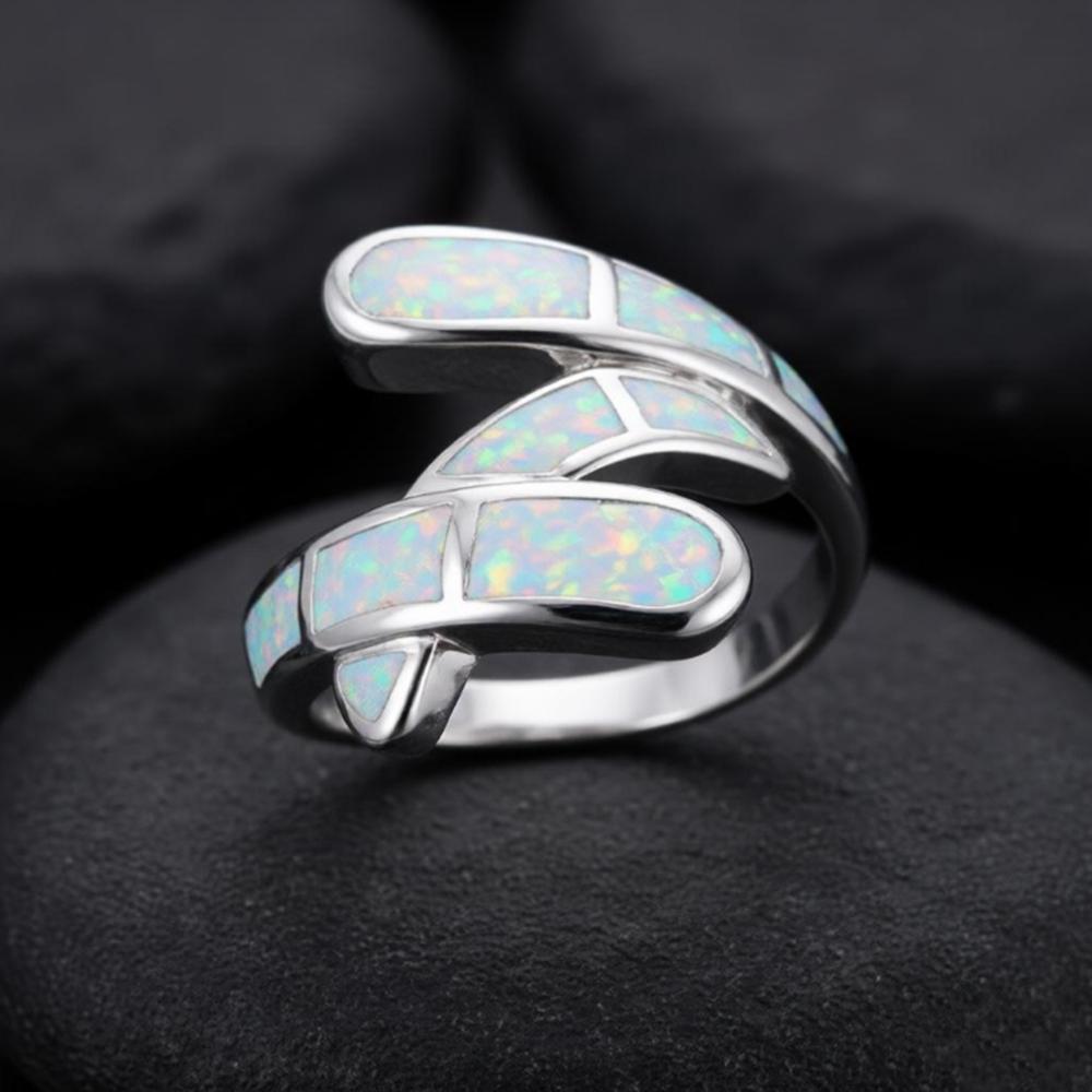 Cute Women Geometric Blue Imitation Fire Opal Rings Anniversary Party Girl Gift Fashion Women Rings
