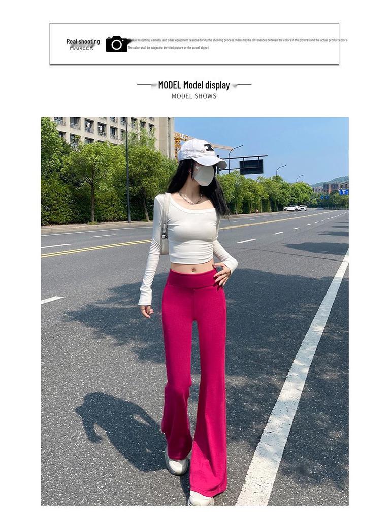 High-Waist Ice Silk Flare Yoga Pants - Slimming & Casual Sportswear