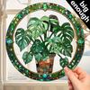 2D Flat Crystal Green Leaf Sun Catcher Garden Exotic Jungle Tropical Decoration Window Wall Hanging, Green Natural Decoration,holiday Party Decoration
