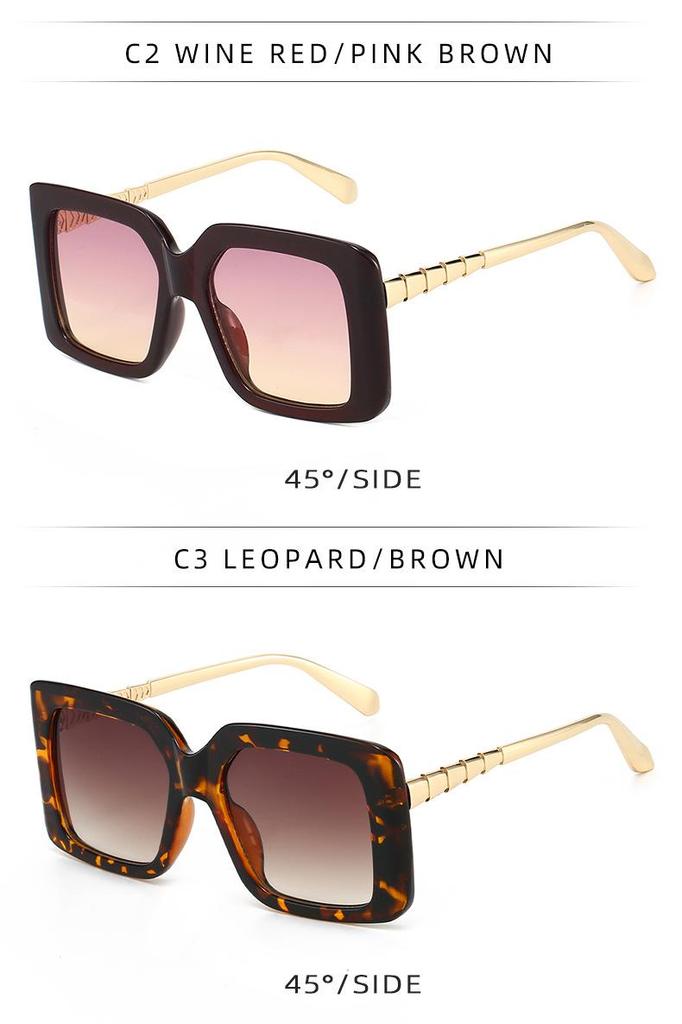 Women's Large Frame Square Sunglasses with Chain Temples