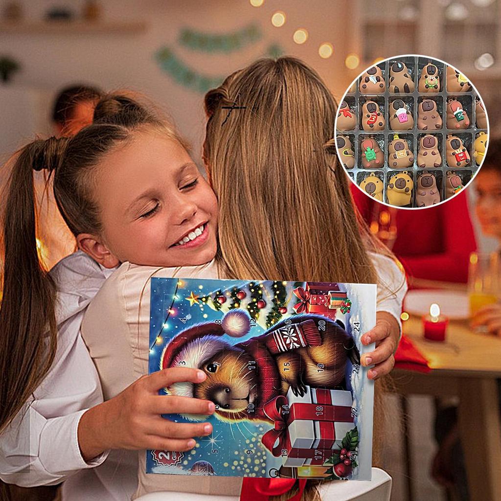 Entzückender 2025 Weihnachtskalender Neujahrsfigur Adventsspielzeug für Kinder Heimdekoration Liebenswerter Weihnachtsschmuck Kinderparty-Geschenk