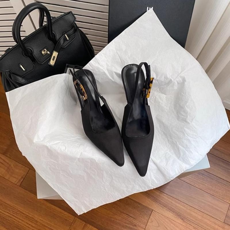 Fashion High Heels Women's Sandals Pointed Toe Shallow Elegant Shoes 2025 Fashion Designer Dress Summer
