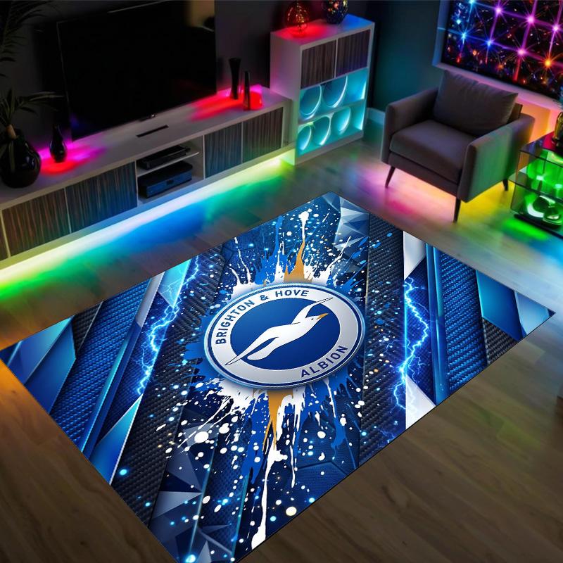 Brighton & Hove Albion Football Design Crystal Velvet Carpet Cozy Non?Slip Printed Rug For Bedroom Living Room Entrance