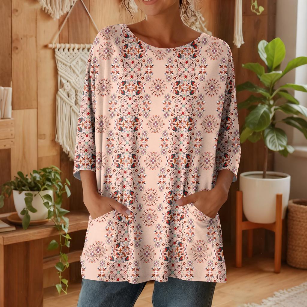 Damen 3/4-Ärmel Shirts Grafik-T-Shirts Shirts Lässige Basic-Tops Pullover