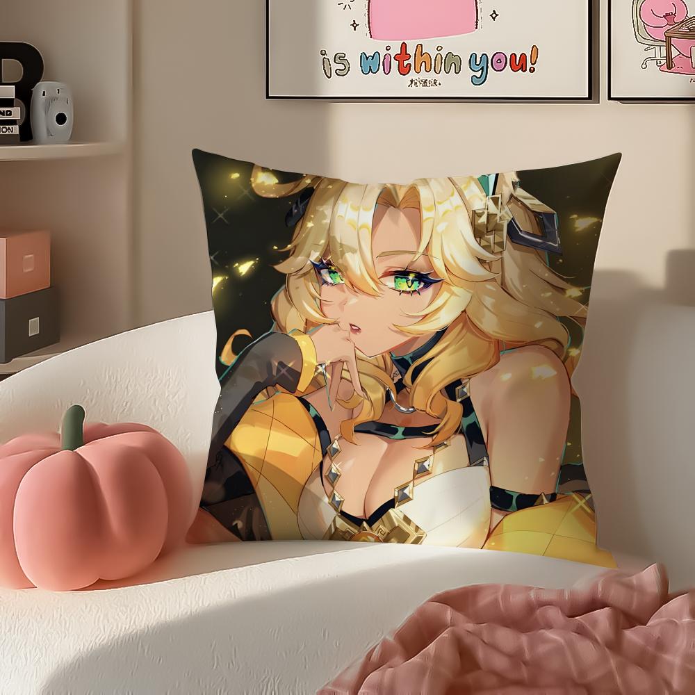 Game Genshin Xilonen Cushion Cover Pillowcase Short Plush Invisible zipper Room Sofa Cushion Cover