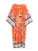 EDOLYNSA 2024 Bikini-Vertuschungen, rosa, Boho-Druck, selbstgürtelnd, vorne offen, langes Kimono-Kleid, Strand-Tunika, Damen-Badeanzug-Vertuschung