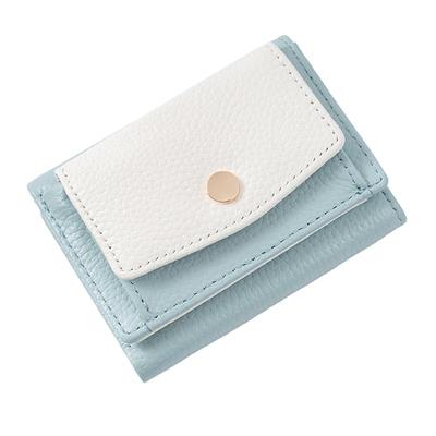 [imeetu] Mini-Dreifach-Portemonnaie für Damen, Echtes Leder, Stilvoll, Kleines Portemonnaie mit Skimming-Schutz, Münzfach, Mitsuori Rindsleder,