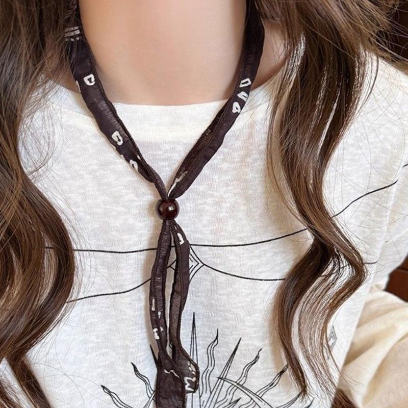 Cloth Fabric Necklace Adjustable Scarf Sweater Chain Lightweight Soft Neckcahin Versatile Fashion Jewelry Gift