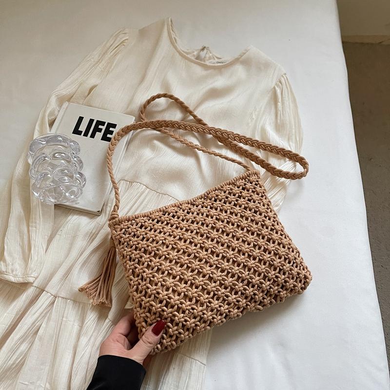Geantă de vânt boemă pentru femei, geantă țesută pentru telefon mobil, geantă de umăr pentru plajă, pentru vacanța la malul mării