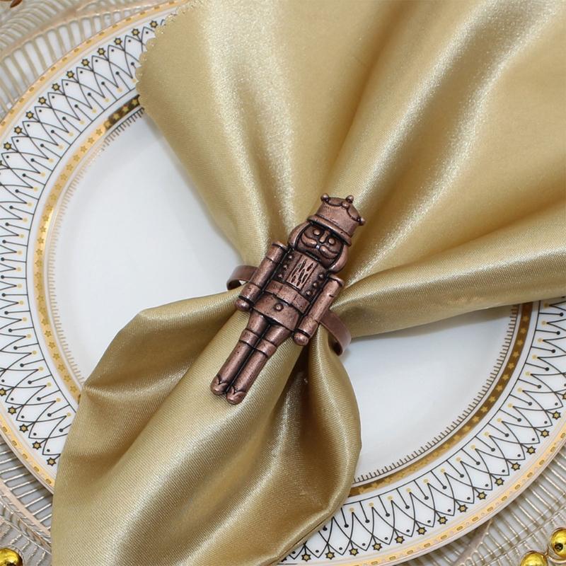 Pack of 6 Nutcrackers Soldier Napkin Rings Christmas Decorations Restaurant Table Decor Vintage Napkin Buckle Holder