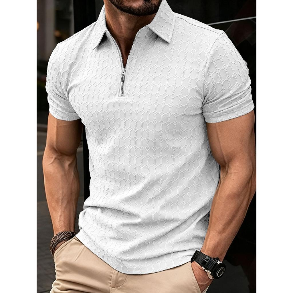 New Men's European And American Shirt, Zipper Men's Short Sleeve Sport T-shirt