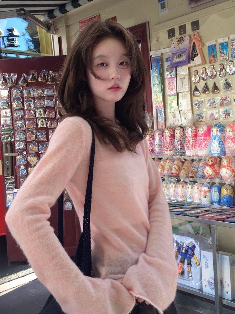 Chic Flare Sleeve Slim Fit Long Sleeve T-shirt - Autumn Solid Color Casual Top for Girls