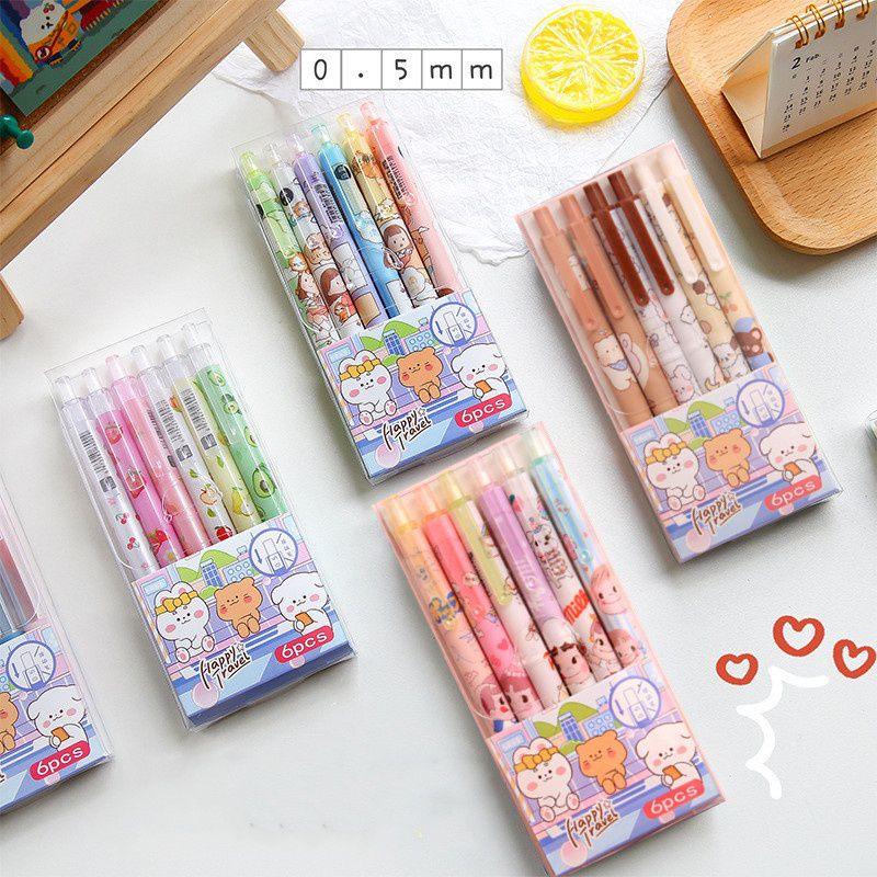 Charming 0.5mm 6pcs Ins Press Gel Pen Set Perfect For Back To School Supplies