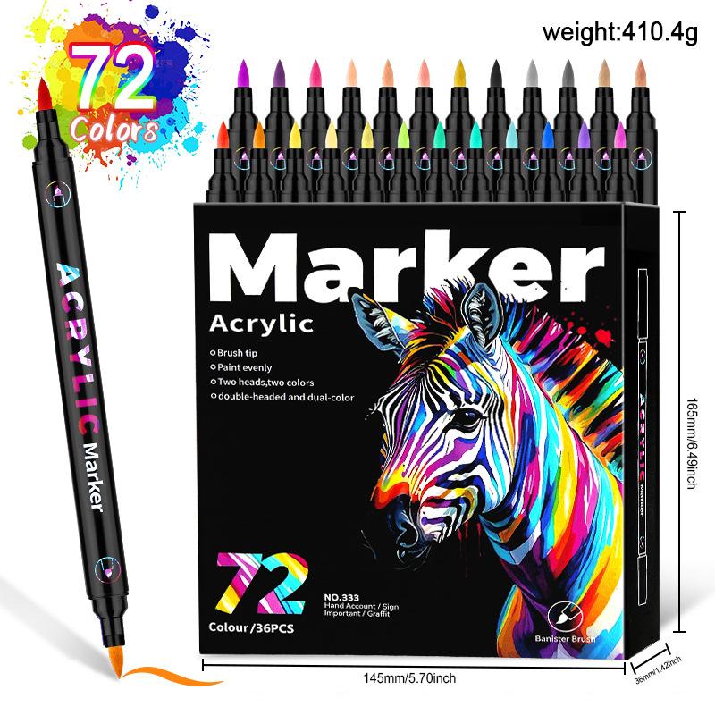 24/48/72 color Double-head Different Color Acrylic Children's Special Drawing Quick-drying  Non-fading  Stackable  Markers