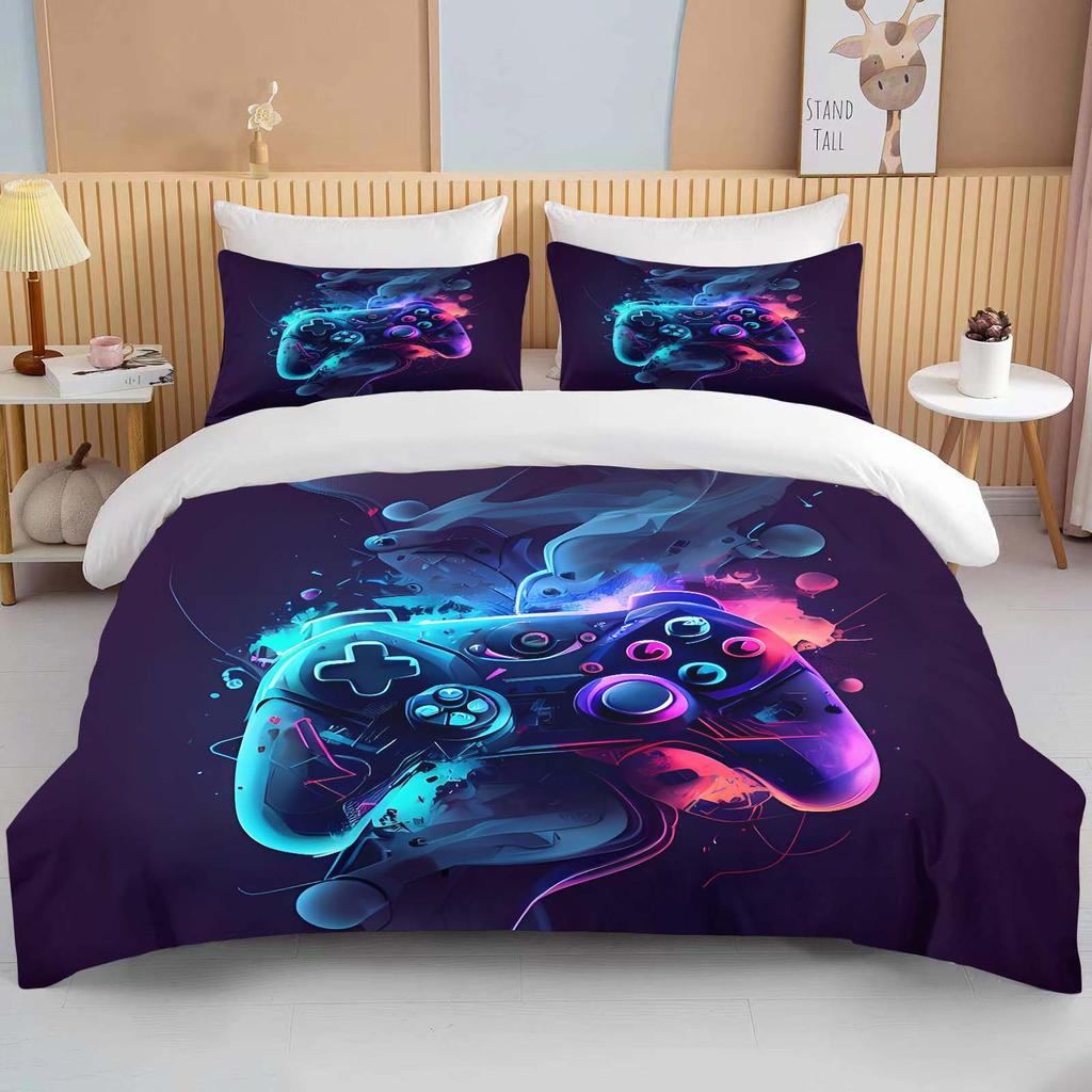 Colorful Game Controller Print Bedding Set 3PC 1 Duvet Cover 2 Pillowcases Adult and Children Bedding Set Luxury Holiday Gifts