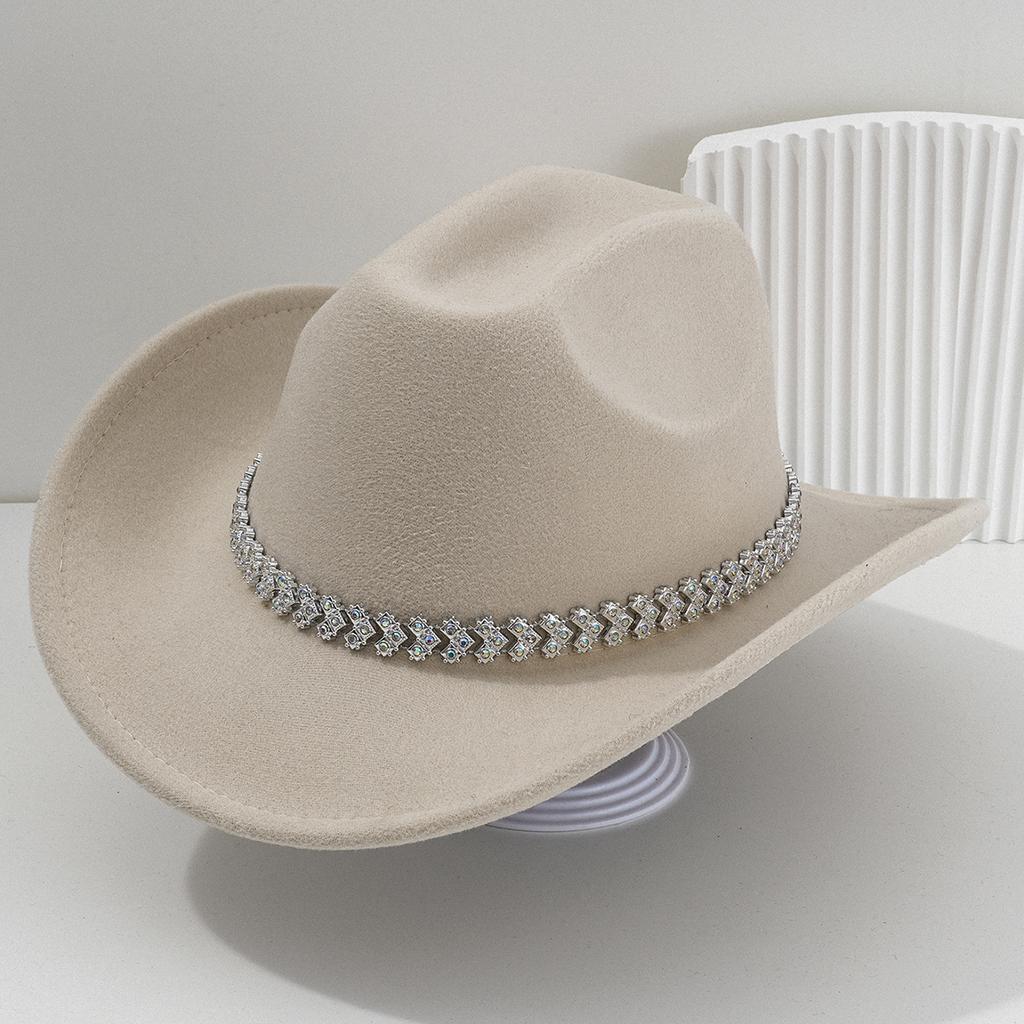 New top hat European and American style wide brim retro denim love gem rhinestone accessories hat strap holiday music festival