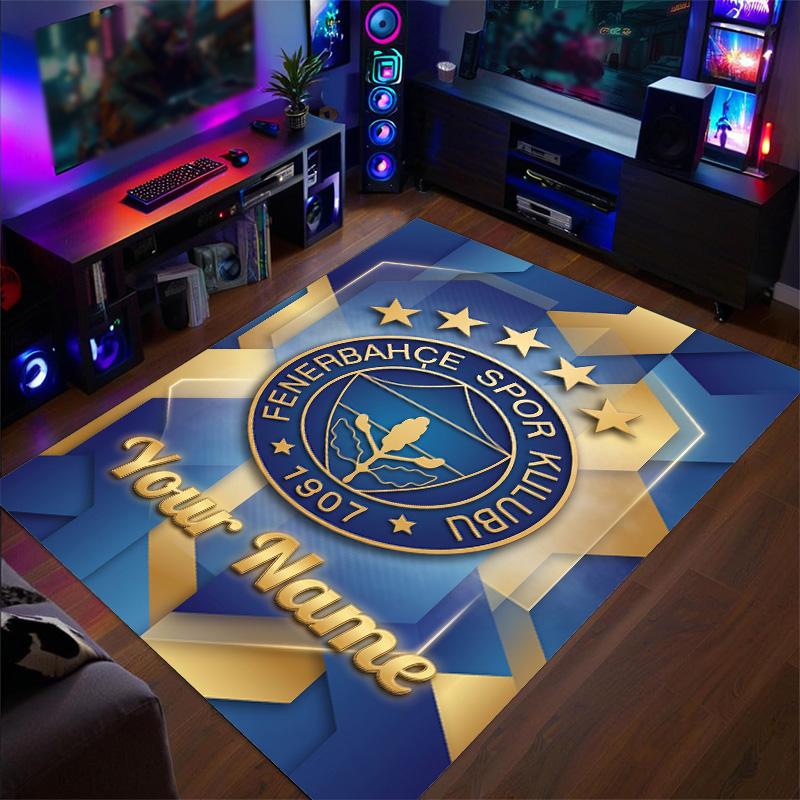 Crystal Velvet Rug Fenerbahçe FC Print Custom Name Text Floor Mat Home Decor