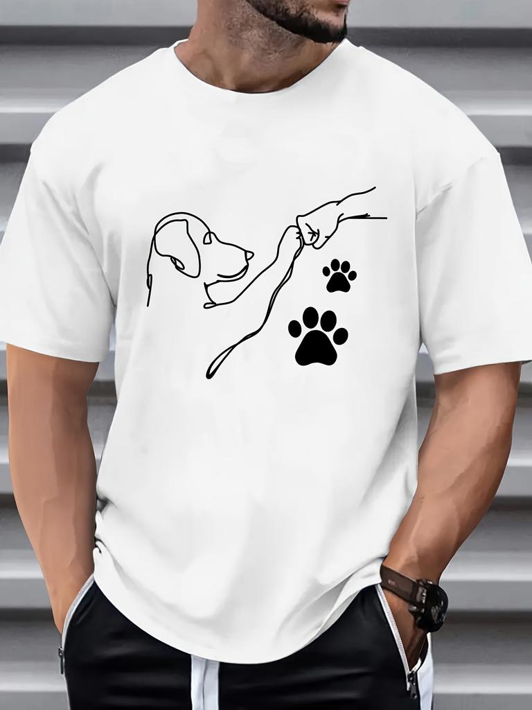 Black 100 Cotton Tshirt Men Soft Breathable Comfortable Ideal Top Daily Wear Outdoor Excursions Casual Roundneck Pet Lovers