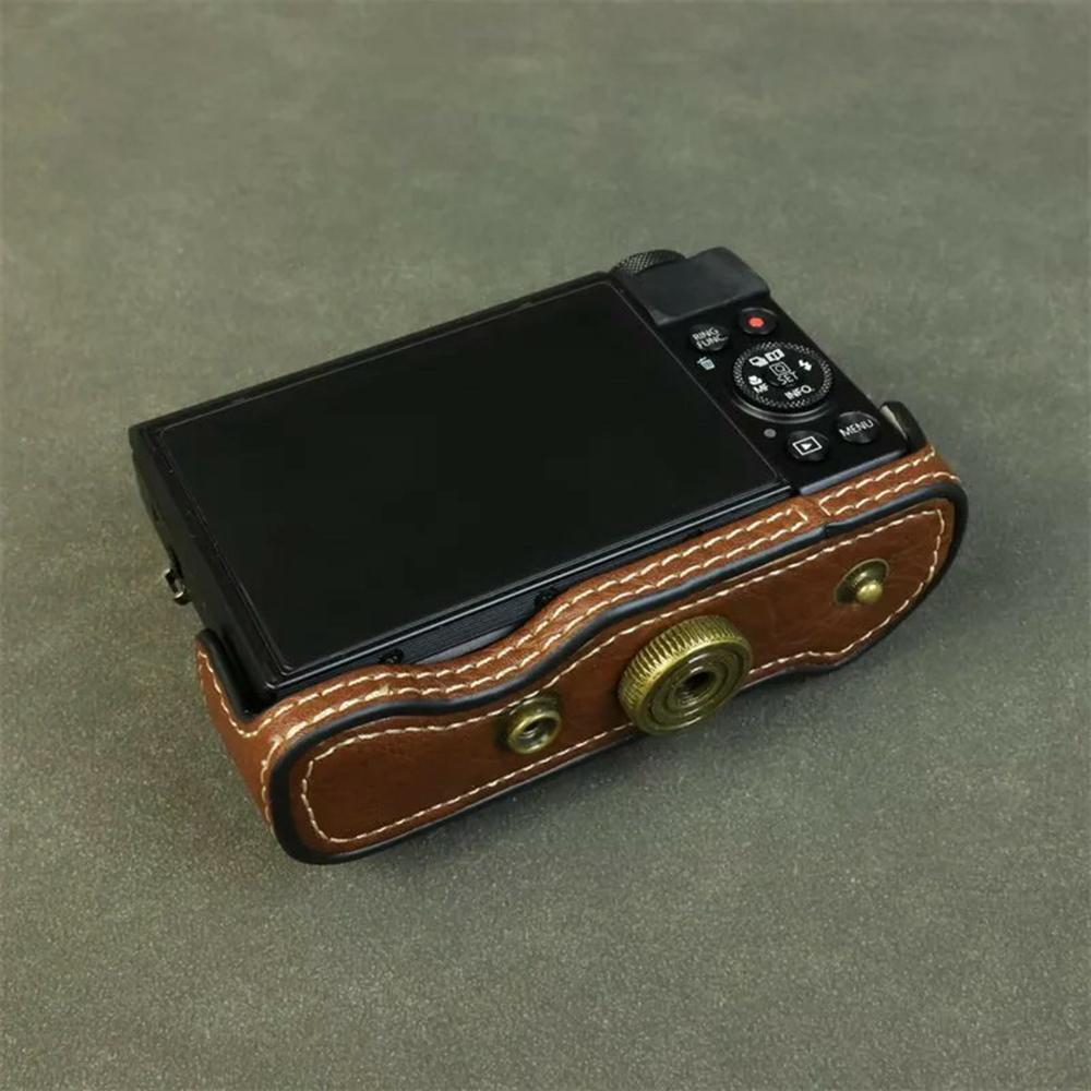 For Canon PowerShot G7 X Mark III/Mark II Camera Case Buffalo Texture Leather Protective Cover Without Battery Opening