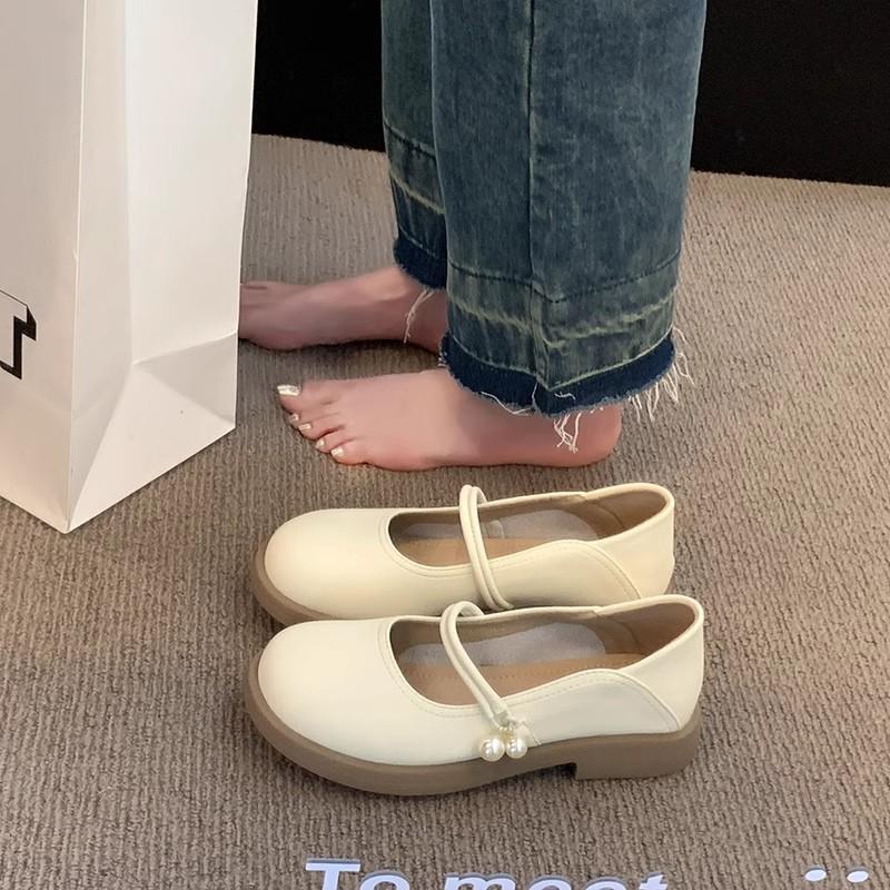 Mary Jane Shoes Women's Flat-soled Single Shoes Summer New Little White with Skirt and Small Leather Shoes