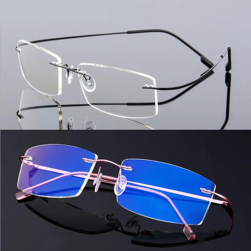 Customize Coating Frameless Myopia Glasses Anti Blue Light Prescription Computer Eyeglasses 0 -0.5 -1 -1.5 -2 -2.5 -3 -4 -5 -6