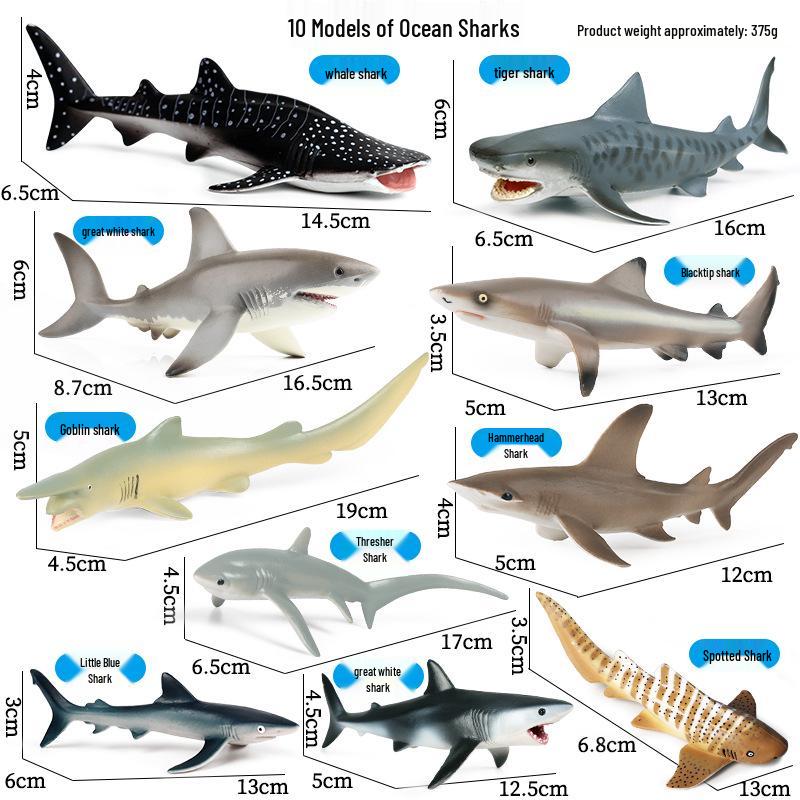 Solid Simulation Shark and Swordfish Animal Model Toy Set