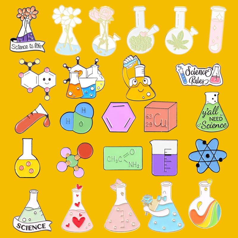 Creative Chemistry Reagent Beaker And Test Tube Brooch Pin Set For Science Lovers And Students