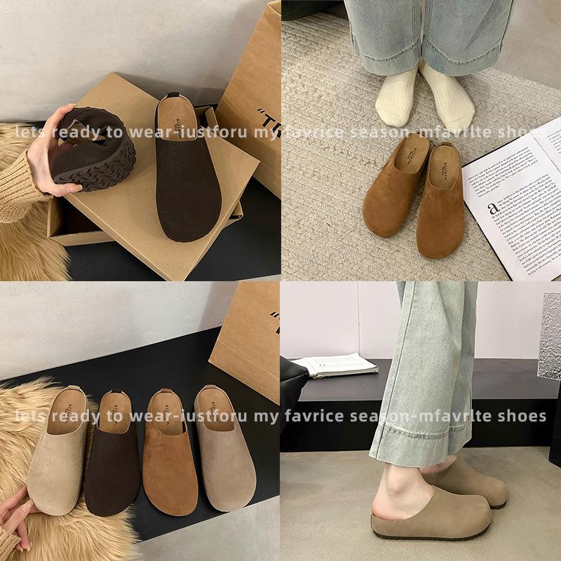 Leather women's shoes new thick-soled bag head half slippers lazy one pedal soft-soled sandals shoes