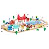 113PCS Wooden Train Set, for Kids Ages 3-8, Wood Train Track Toy with Storage Box, City Scene Railway Playset, Compatible with Major Brands, Christmas