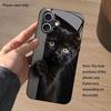 Kleines schwarzes Katzenmuster Trend Glas Schutzhülle für iPhone 17 16 16ProMax 15 14 13 12ProMax 11 11Pro Sturzschutz