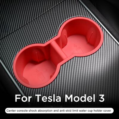 Porte-gobelet d'eau de contrôle central en PVC et latex, boîte de rangement pour réservoir, limiteur, accessoires de voiture pour Tesla Model 3 2017