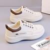 Spring and Autumn New Leather White Shoes Women's Versatile Women's Shoes Comfortable Student Running Sneakers Khaki