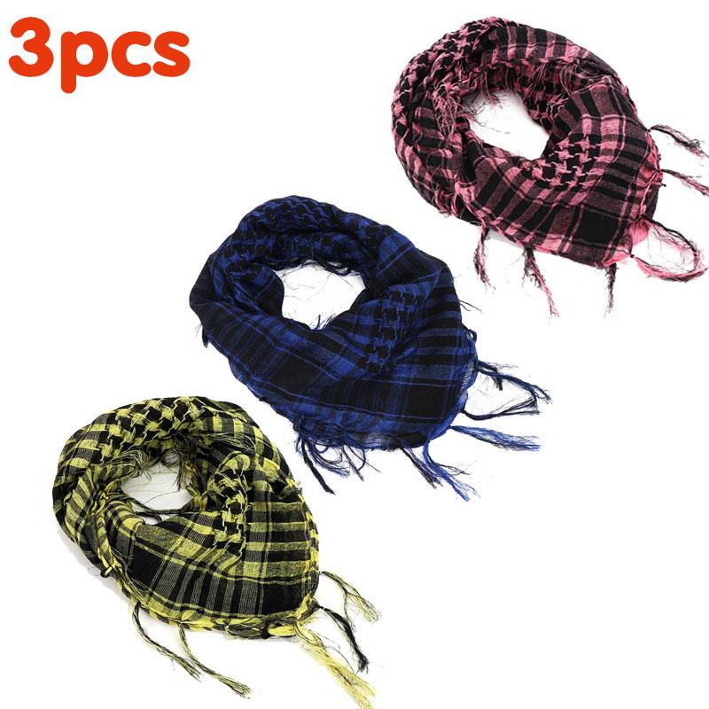 134Pcs Unisex Lightweight Plaid Fringed Arabian Desert Scarf Soft Tactical Scarf Men Ladies Turban Shawl Airsoft Pain