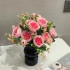 Long Stem Artificial Flowers Realistic Touch Fake Roses Silk Peony Bouquets  Home Wedding Bridal