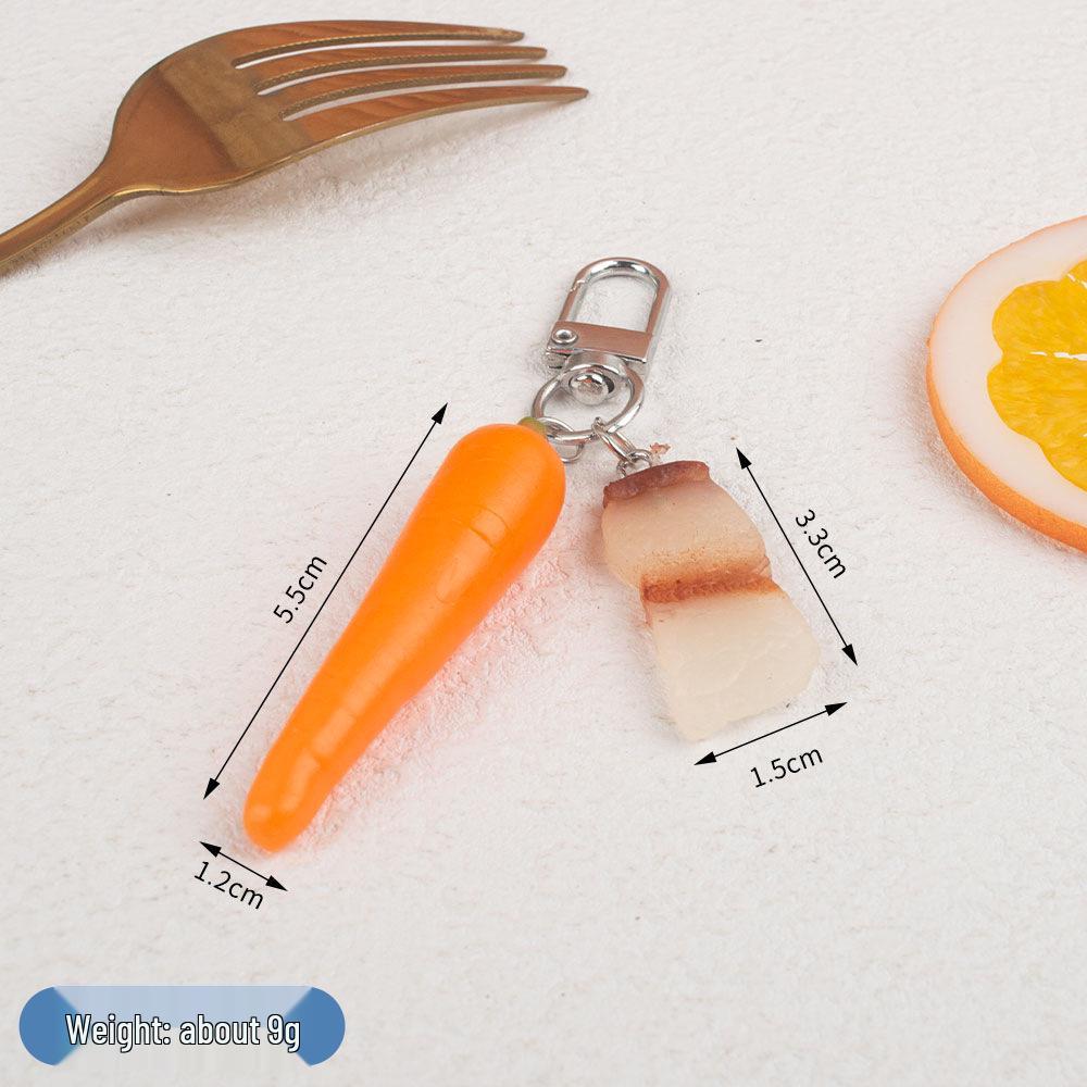 Miniature Food Keychain: Fruit, Vegetable & Beef DIY Backpack Pendant Toy