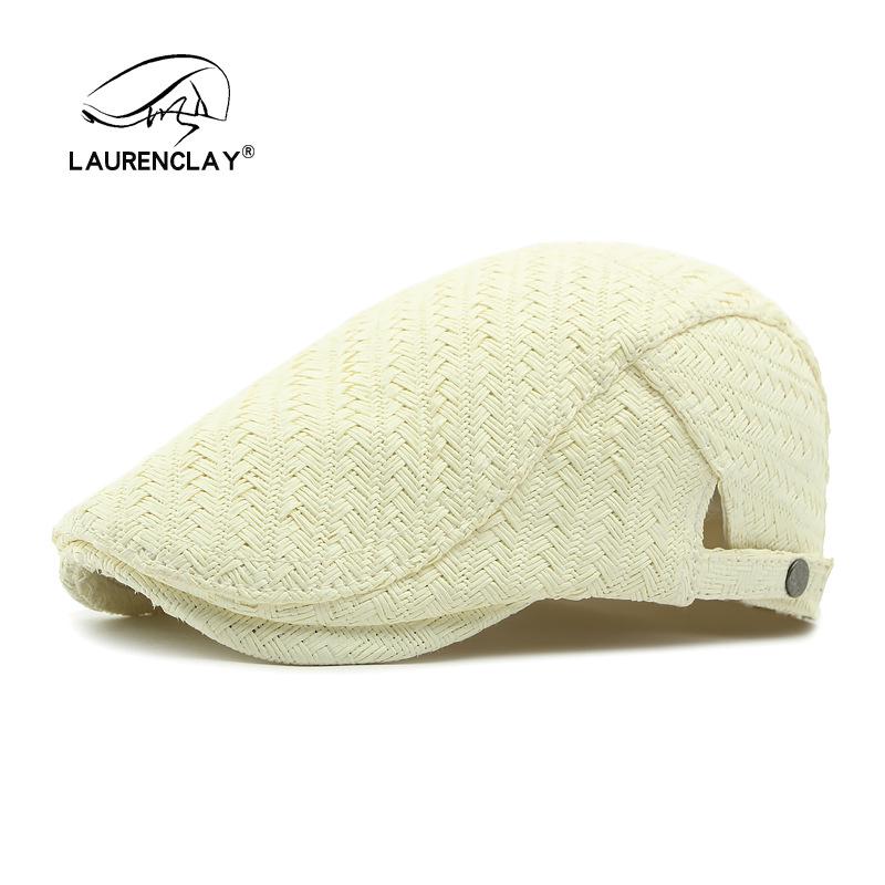 Men's Straw Beret: Spring/Summer Sun Protection, British Retro Duckbill Cap, Casual Newsboy Hat
