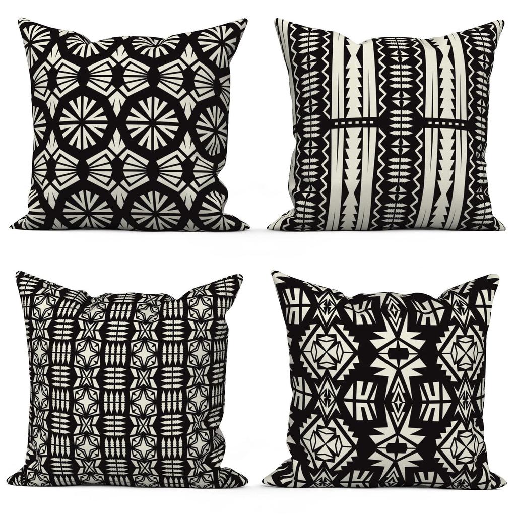 4Pcs Retro Abstract Cushion Covers, Boho Sun & Leaf Geometric Pillow Cases For Sofa Bedroom Living Room 45X45Cm