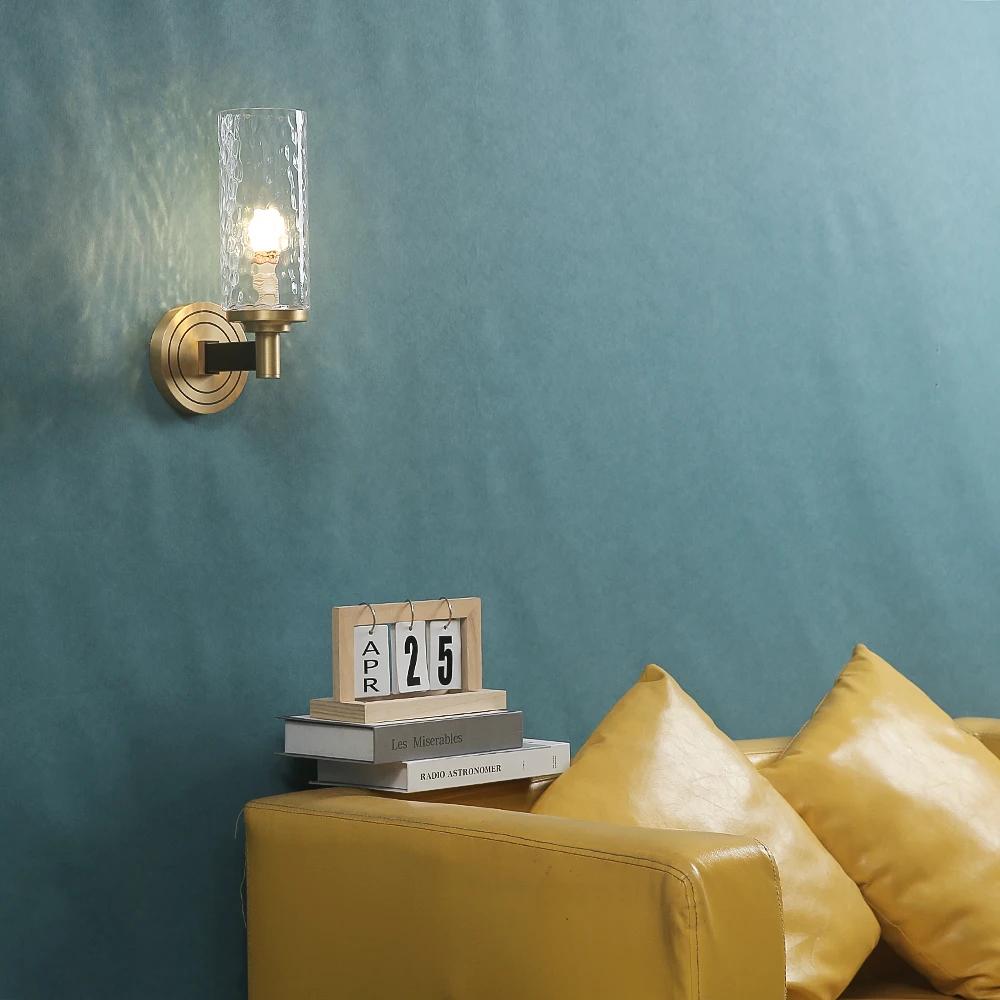 Merican All Copper Wall Lamp Living Room Bedroor Bedside Lamp Modern Lighting Luxury Background Wall Creative Glass Wall Lights